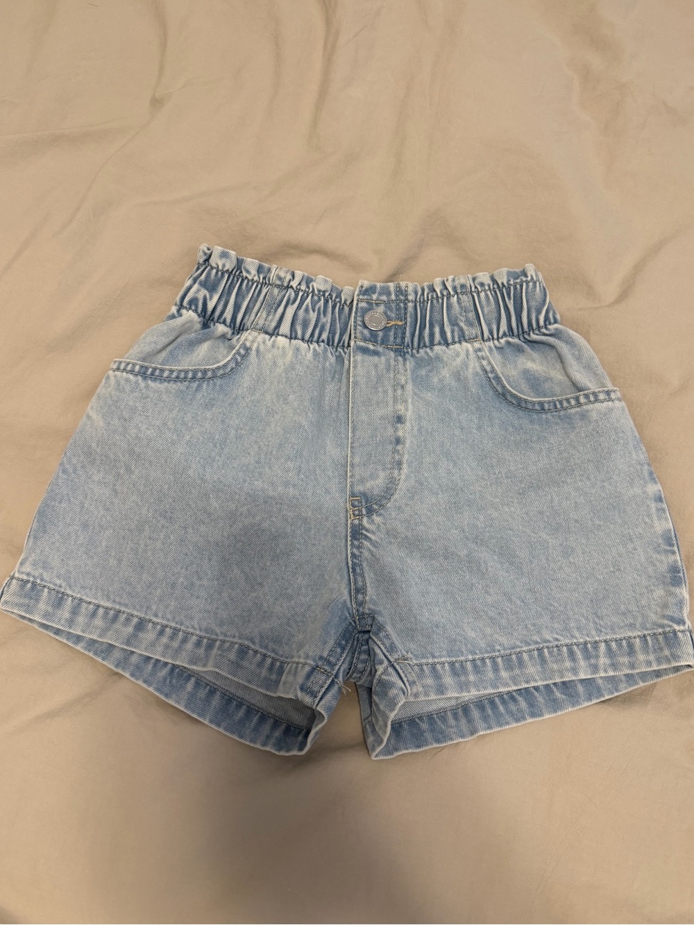 H&M Girls Light Blue Elastic Waist Denim Shorts